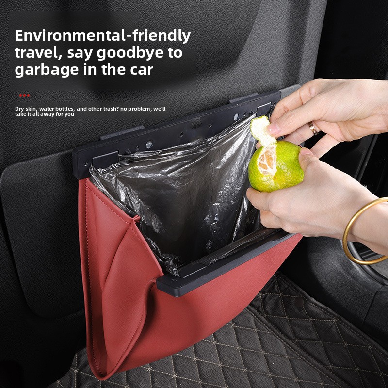 Leather Cleaner Interior - 1 個の車用レザーゴミ袋、後部座席の背もたれに吊るす磁気吸収式、車内清掃用品用